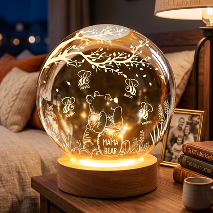 Personalized Mama Honey Bear Winnie The Pooh Crystal Ball Night Light