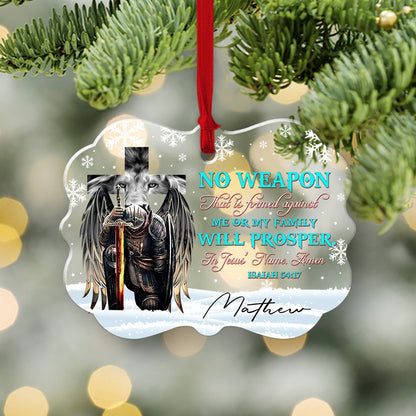 Personalized Man Warrior No Weapon Formed Against Us Shall Prosper-Isaiah 54:17 Acrylic Ornament