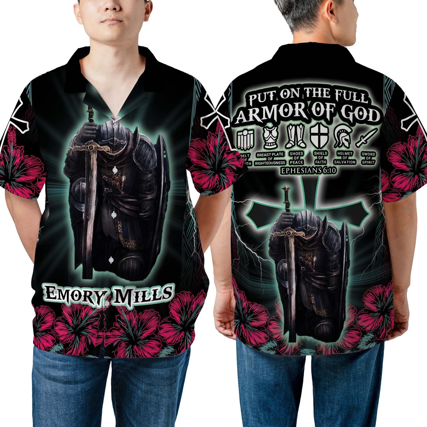 Personalized Man Warrior Of God Put On The Full Armor Of God Ephesians 6:10 Hawaiian Shirt