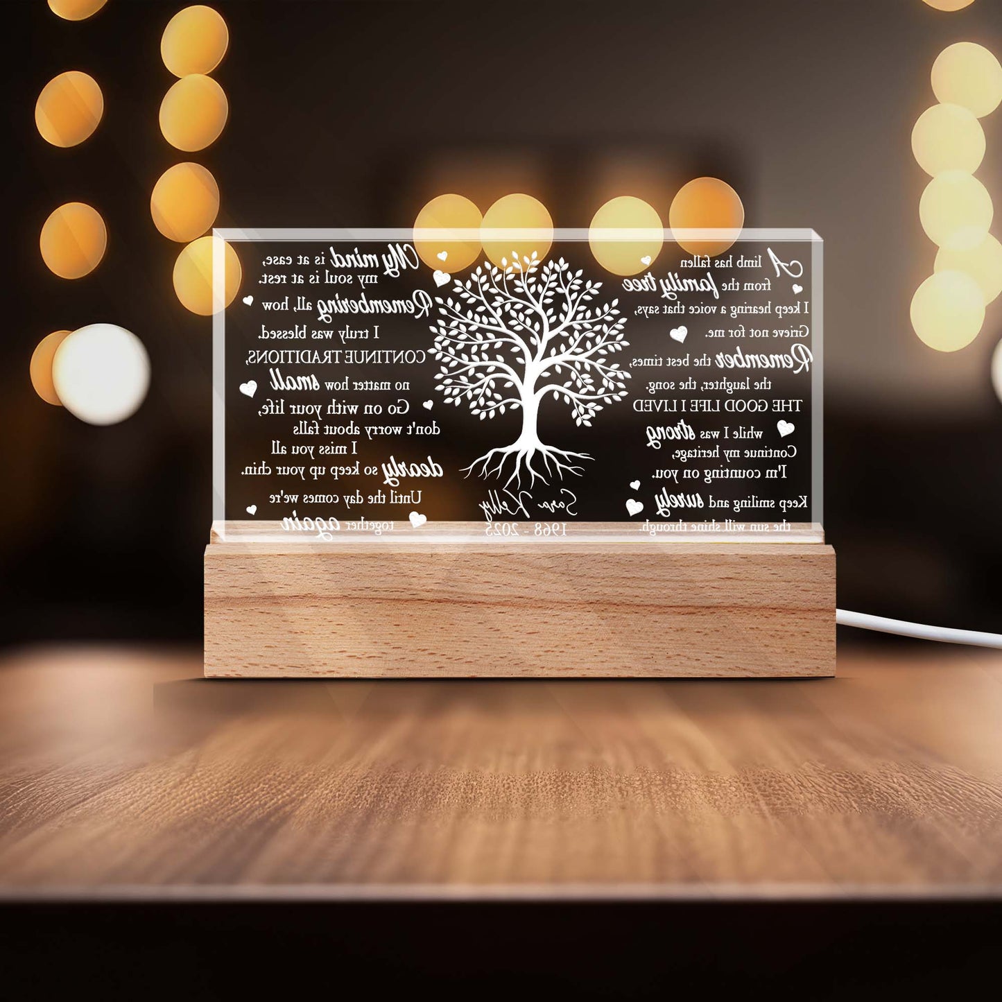 Personalized Memorial A Limb Has Fallen from the Family Tree Acrylic Plaque LED Light Night