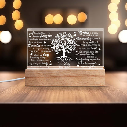 Personalized Memorial A Limb Has Fallen from the Family Tree Acrylic Plaque LED Light Night