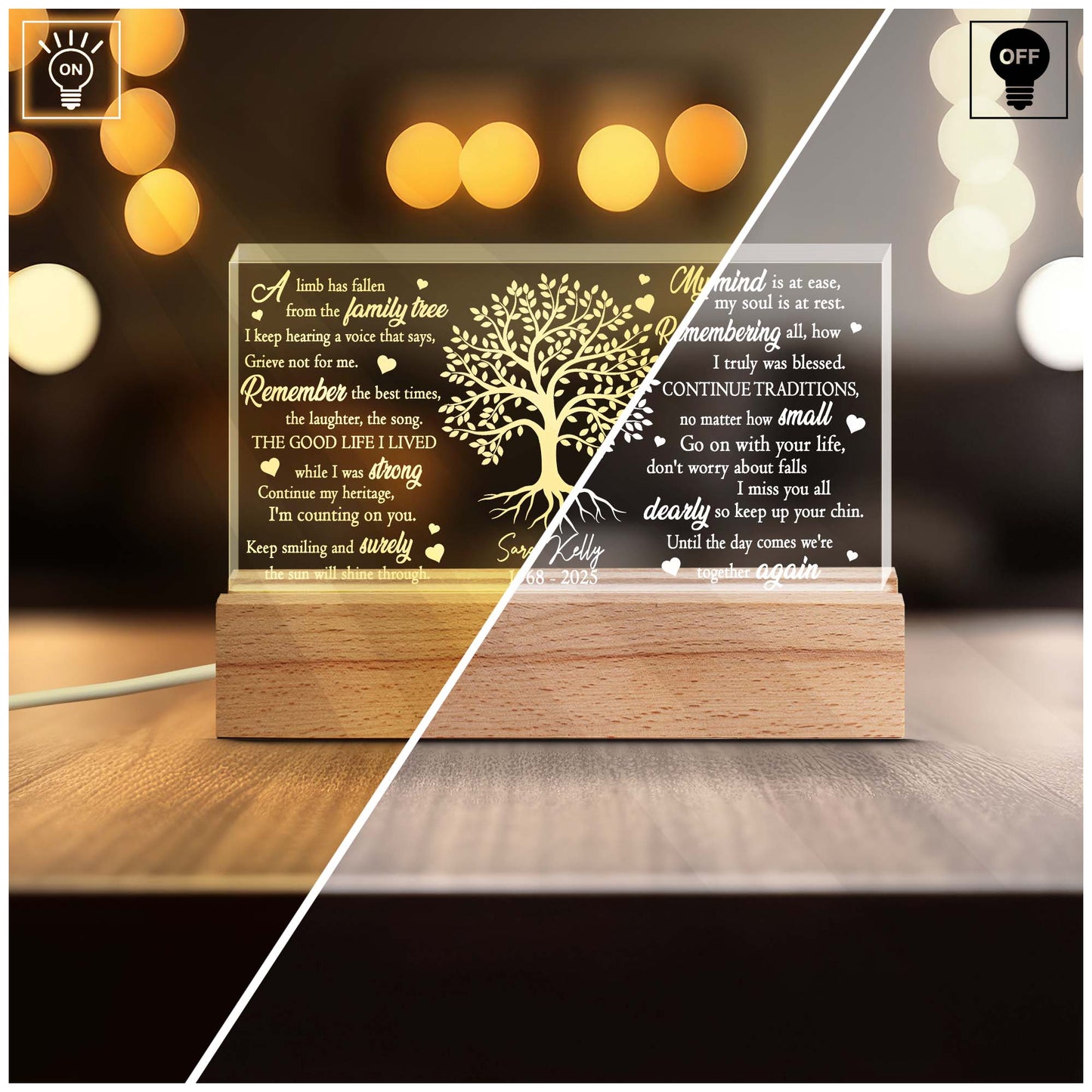 Personalized Memorial A Limb Has Fallen from the Family Tree Acrylic Plaque LED Light Night