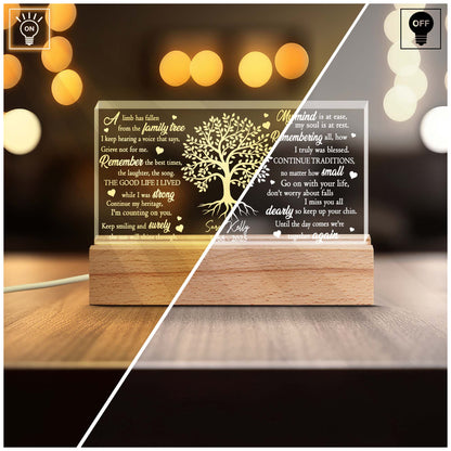 Personalized Memorial A Limb Has Fallen from the Family Tree Acrylic Plaque LED Light Night