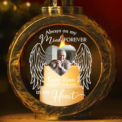 Personalized Memorial Photo Always On My Mind Forever In My Heart Candlelight Lantern Ornament