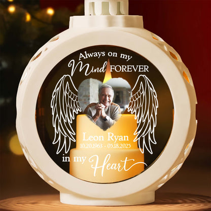 Personalized Memorial Photo Always On My Mind Forever In My Heart Candlelight Lantern Ornament