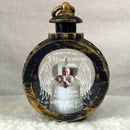 Personalized Memorial Photo Always On My Mind Forever In My Heart Candlelight Lantern Ornament