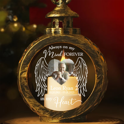 Personalized Memorial Photo Always On My Mind Forever In My Heart Candlelight Lantern Ornament