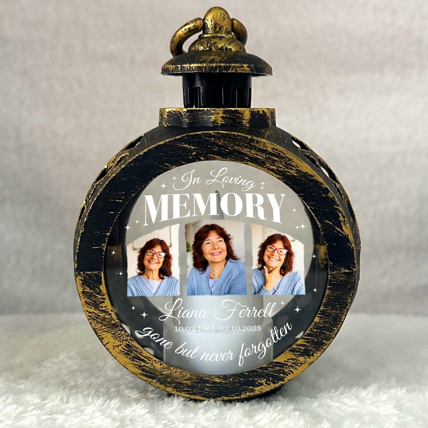 Personalized Memorial Photo In Loving Memory Gone But Never Forgotten Candlelight Lantern Ornament