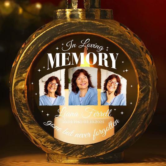 Personalized Memorial Photo In Loving Memory Gone But Never Forgotten Candlelight Lantern Ornament