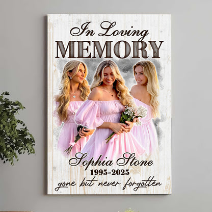 Personalized Memorial Photo In Loving Memory Gone but Never Forgotten Poster Canvas