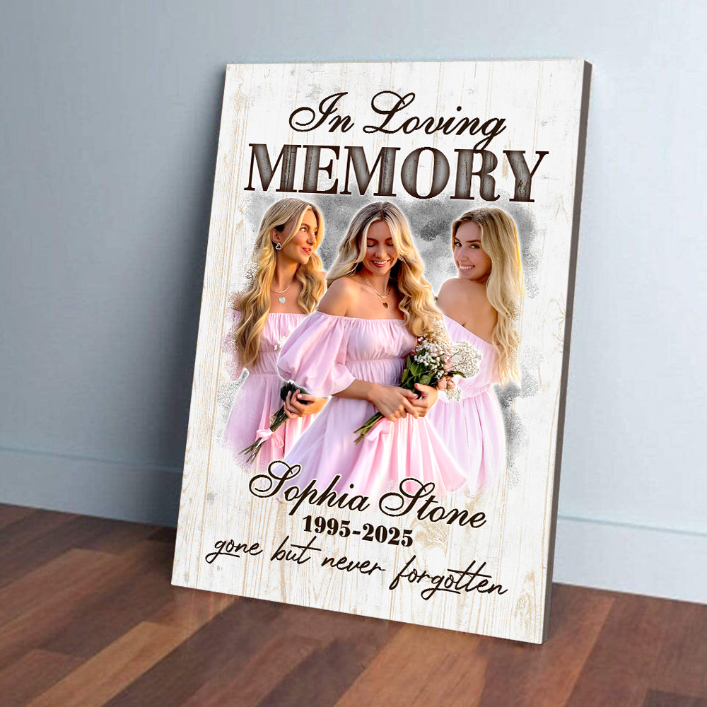 Personalized Memorial Photo In Loving Memory Gone but Never Forgotten Poster Canvas
