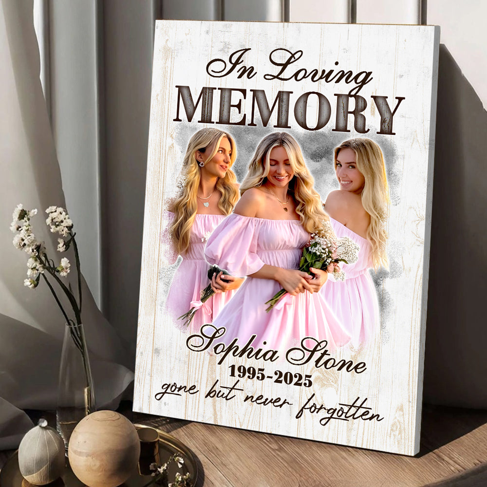 Personalized Memorial Photo In Loving Memory Gone but Never Forgotten Poster Canvas