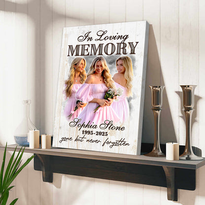 Personalized Memorial Photo In Loving Memory Gone but Never Forgotten Poster Canvas