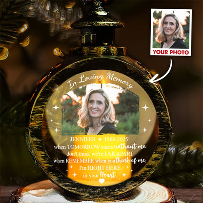 Personalized Memorial Photo In Loving Memory When Tomorrow Starts Without Me Candlelight Lantern Ornament
