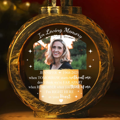 Personalized Memorial Photo In Loving Memory When Tomorrow Starts Without Me Candlelight Lantern Ornament