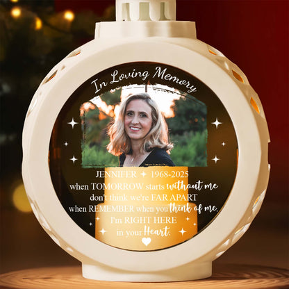 Personalized Memorial Photo In Loving Memory When Tomorrow Starts Without Me Candlelight Lantern Ornament