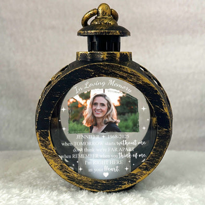 Personalized Memorial Photo In Loving Memory When Tomorrow Starts Without Me Candlelight Lantern Ornament
