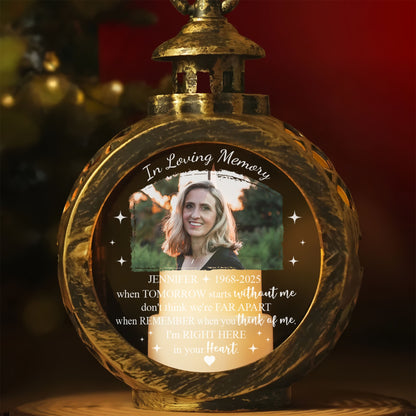 Personalized Memorial Photo In Loving Memory When Tomorrow Starts Without Me Candlelight Lantern Ornament