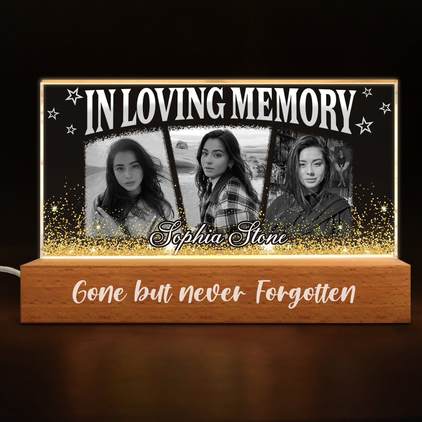 Personalized Memorial Photo In Loving Memory Gone but Never Forgotten Acrylic Plaque LED Light Night