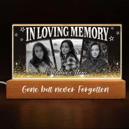 Personalized Memorial Photo In Loving Memory Gone but Never Forgotten Acrylic Plaque LED Light Night
