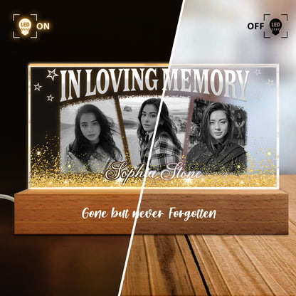 Personalized Memorial Photo In Loving Memory Gone but Never Forgotten Acrylic Plaque LED Light Night