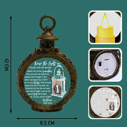 Personalized Memorial Photo Keep The Light On Though God Has Already Called Me Home Candlelight Lantern Ornament