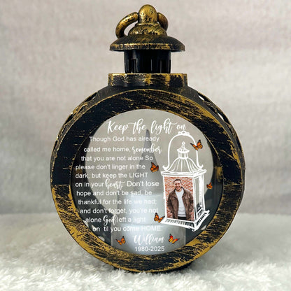 Personalized Memorial Photo Keep The Light On Though God Has Already Called Me Home Candlelight Lantern Ornament