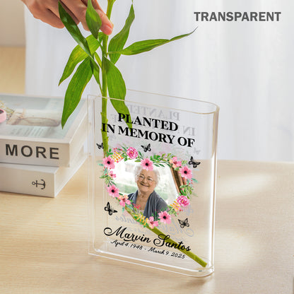 Personalized Memorial Photo Planted in Memory, In Loving Memory Gift Acrylic Book Vase