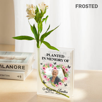 Personalized Memorial Photo Planted in Memory, In Loving Memory Gift Acrylic Book Vase