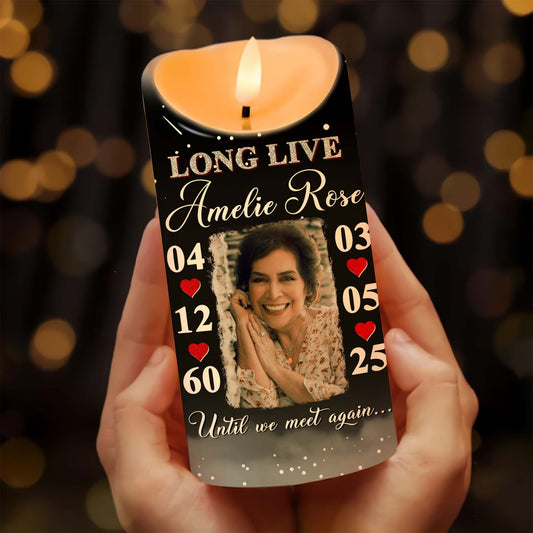 Personalized Memorial Photo Until We Meet Again, Sympathy Gift for Loss of a Loved One Led Candle