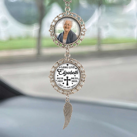 Personalized Memorial Until We Meet Again, Sympathy Gift for Loss of a Loved One Photo Car Charm
