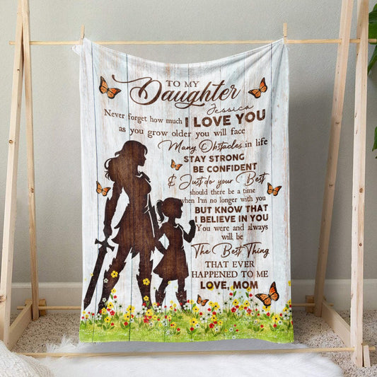 Personalized Mom-Daughter Warrior, To My Daughter Never Forget That I Love You Blanket