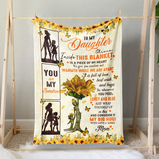 Personalized Mom-Daughter Warrior, Tree Mom And Daughter To My Daughter You Are My Sunshine Blanket