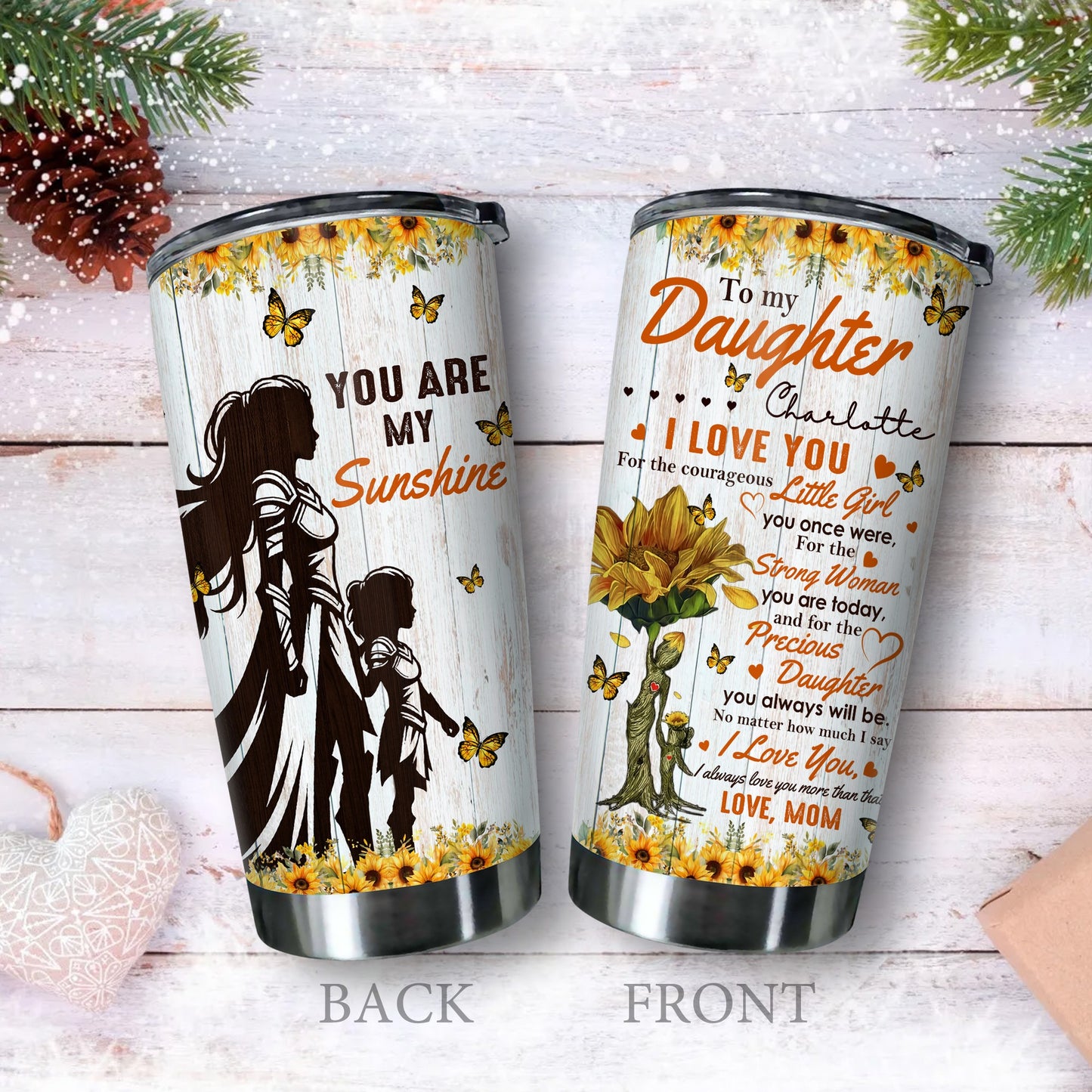 Personalized Mom-Daughter Warrior, Tree Mom And Daughter To My Daughter You Are My Sunshine Tumbler