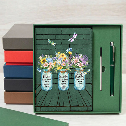 Personalized Mom Grandma And Great Grandma Flower Vase Notebook Set