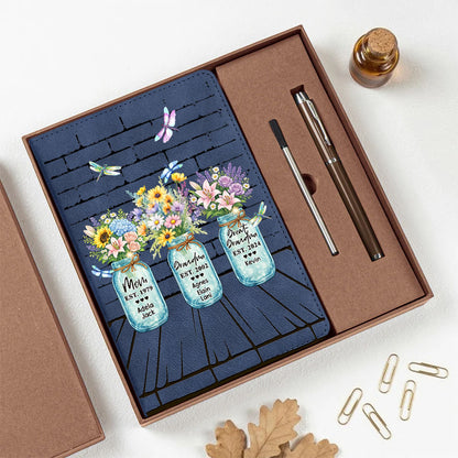 Personalized Mom Grandma And Great Grandma Flower Vase Notebook Set