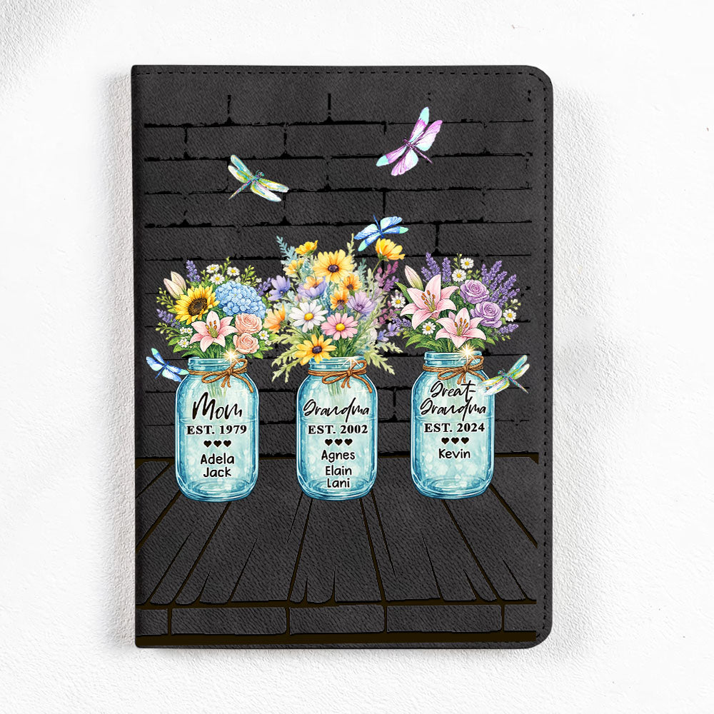 Personalized Mom Grandma And Great Grandma Flower Vase Notebook Set