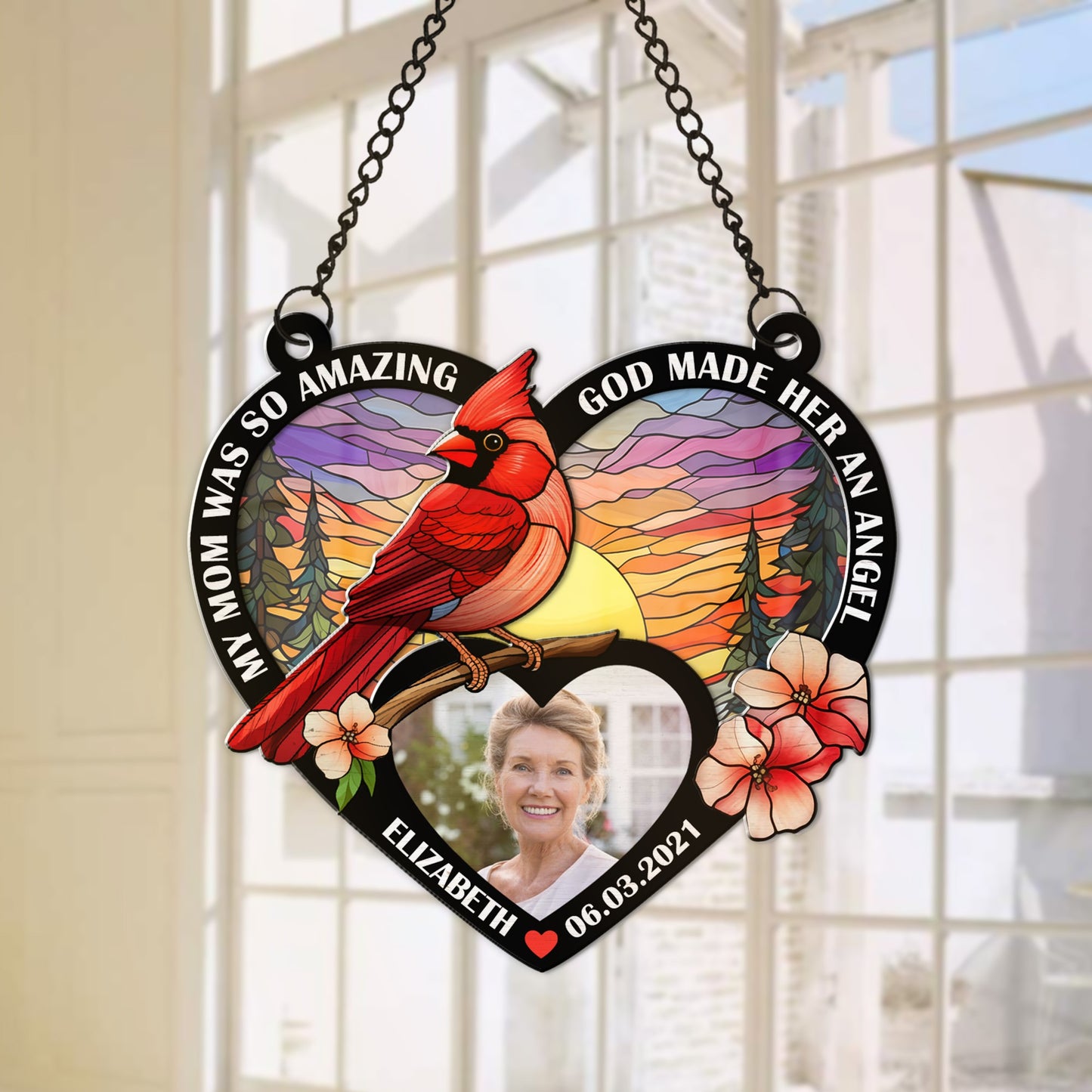 Personalized Mom Memorial, My Mom Was So Amazing, God Made Her an Angel Hanging Suncatcher Ornament