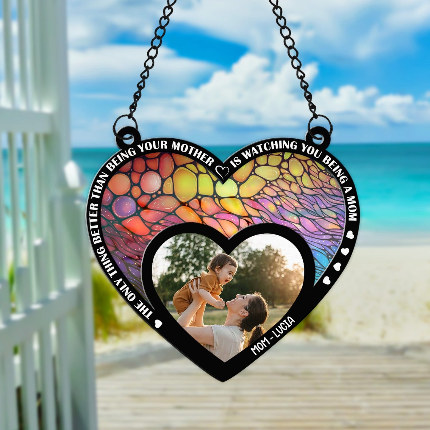 Personalized Mom Photo The Only Thing Better Than Being Your Mother Hanging Suncatcher Ornament