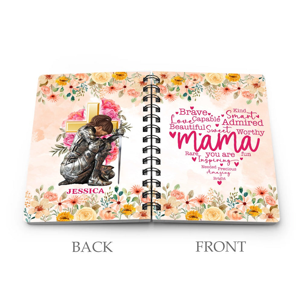 Personalized Mom Warrior Brave Capable Love Beautiful Sweet Kind Smart, Mama Loved Spiral Journal