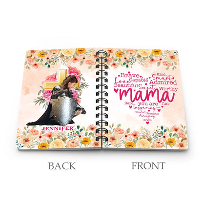 Personalized Mom Warrior Brave Capable Love Beautiful Sweet Kind Smart, Mama Loved Spiral Journal