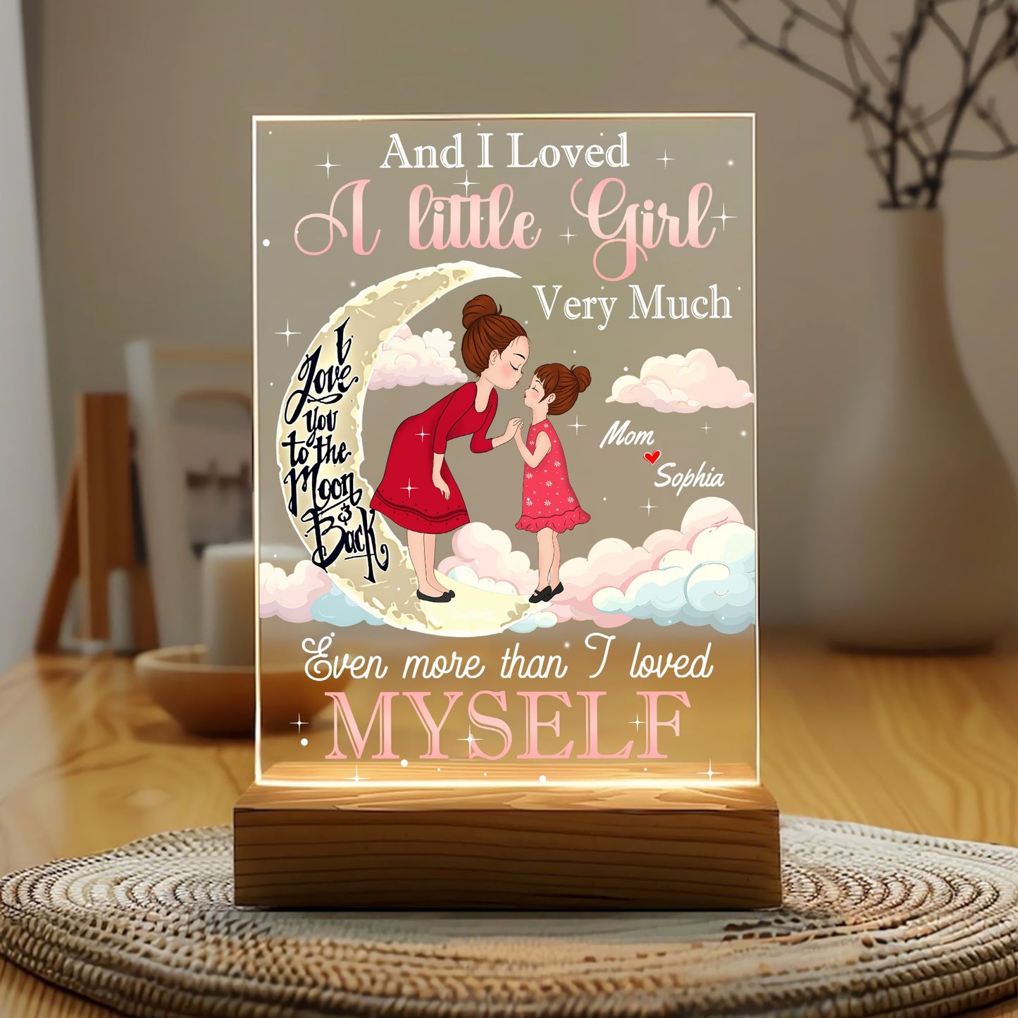 Personalized Mother-Daughter She Loved A Little Girl Very Much Acrylic Plaque LED Light Night