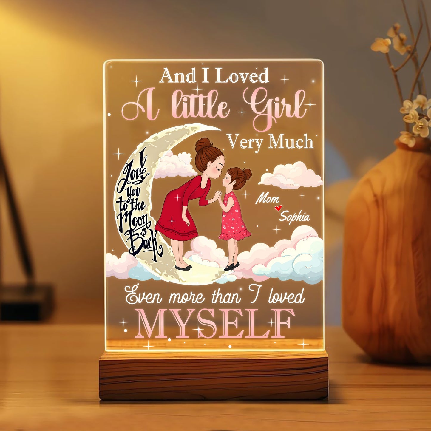 Personalized Mother-Daughter She Loved A Little Girl Very Much Acrylic Plaque LED Light Night