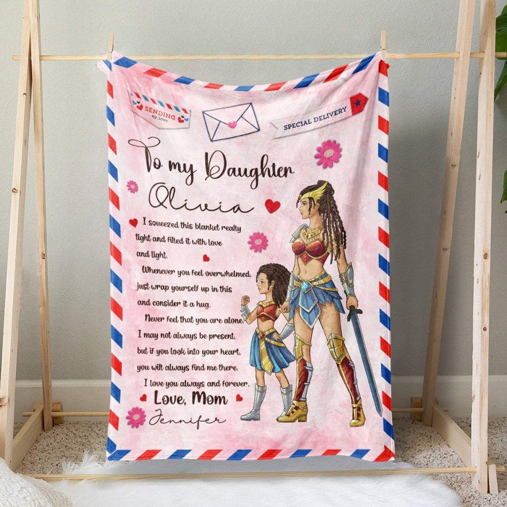 Personalized Mother-Daughter Warrior, To My Daughter I Squeezed This Blanket Really Tight Blanket