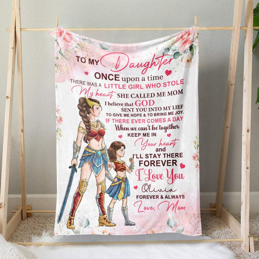 Personalized Mother-Daughter Warrior, To My Daughter Once Upon A Time There Was A Little Girl Blanket