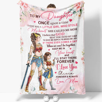 Personalized Mother-Daughter Warrior, To My Daughter Once Upon A Time There Was A Little Girl Blanket