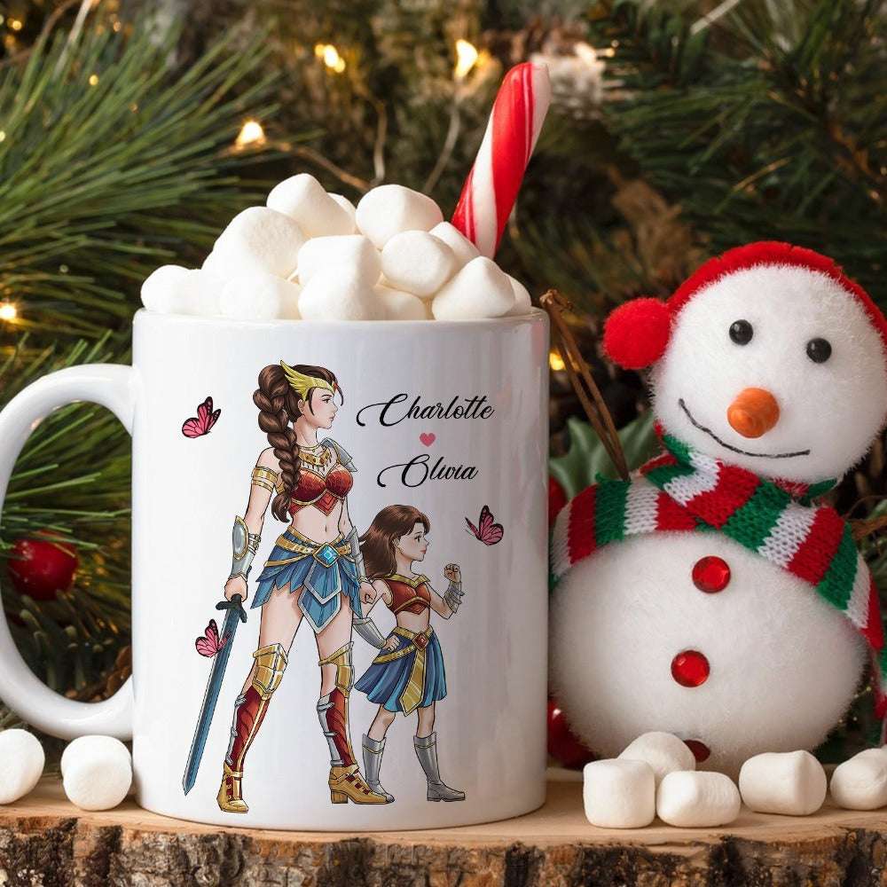 Personalized Mother And Daughter Warrior, Awesome Like My Daughter White Mug