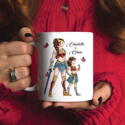 Personalized Mother And Daughter Warrior, Awesome Like My Daughter White Mug