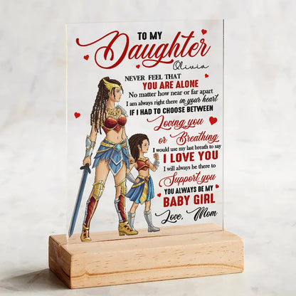 Personalized Mother And Daughter Warrior, Daughter Never Feel That You Are Alone Acrylic Plaque