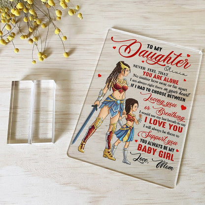 Personalized Mother And Daughter Warrior, Daughter Never Feel That You Are Alone Acrylic Plaque